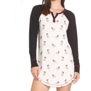 PJ SALVAGE Nightshirt with Santa Hat Pug